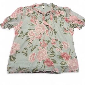 Autres Filles Floral Sheer Tie-Neck Blouse – XL